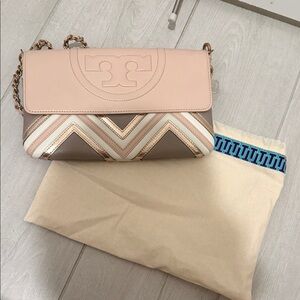 Tory Burch Blush Chevron Chain Crossbody
